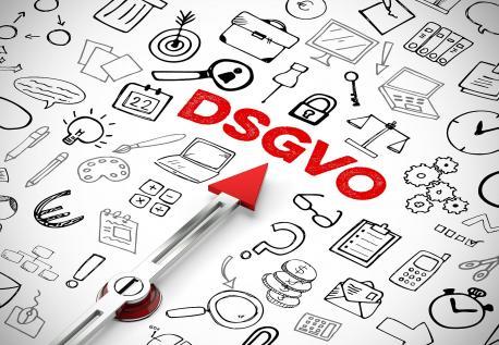 Pfeil zeigt auf DSGVO (Datenschutz-Grundverordnung)
